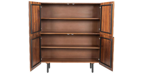 HIGHBOARD  109/120/42 cm  - Sheeshamfarben/Schwarz, Trend, Holz/Metall (109/120/42cm) - Ambia Home