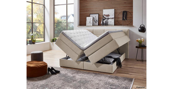 BOXSPRINGBETT 160/200 cm  in Naturfarben  - Schwarz/Naturfarben, KONVENTIONELL, Kunststoff/Textil (160/200cm) - Carryhome