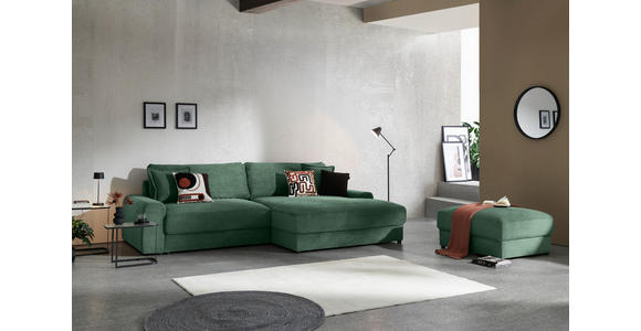 ECKSOFA Dunkelgrün Cord - Dunkelgrün/Schwarz, MODERN, Kunststoff/Textil (300/180cm) - Carryhome