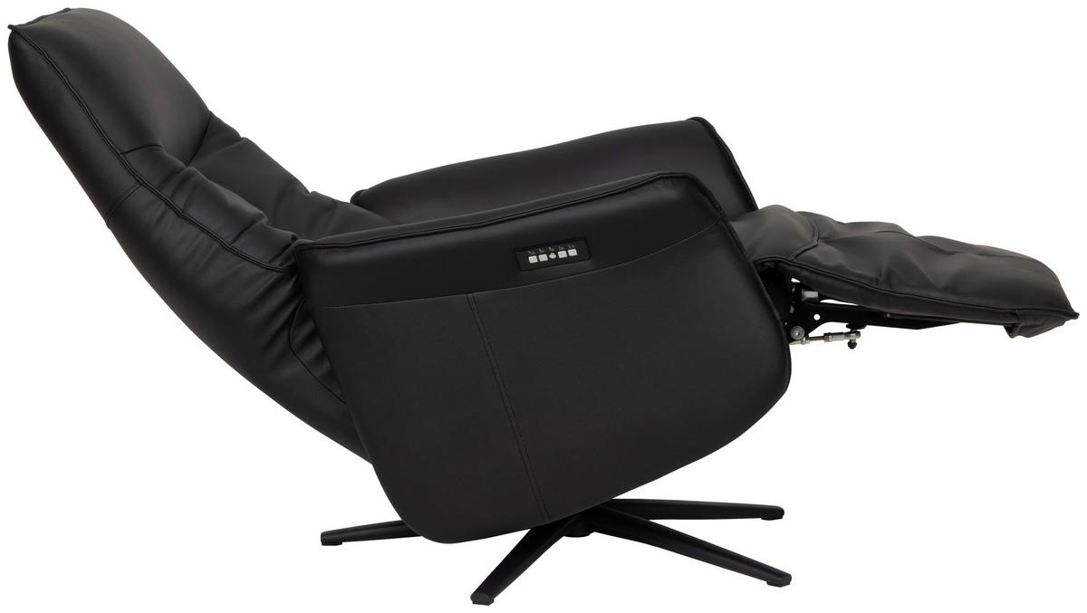 RELAXSESSEL Lederlook Echtleder    - Schwarz, Design, Leder/Holz (79/110/83cm) - Livetastic