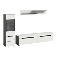 WOHNWAND 3-teilig  in Weiß  221/141/33 cm  - Schwarz/Weiß, Design, Holzwerkstoff/Kunststoff (221/141/33cm) - Livetastic