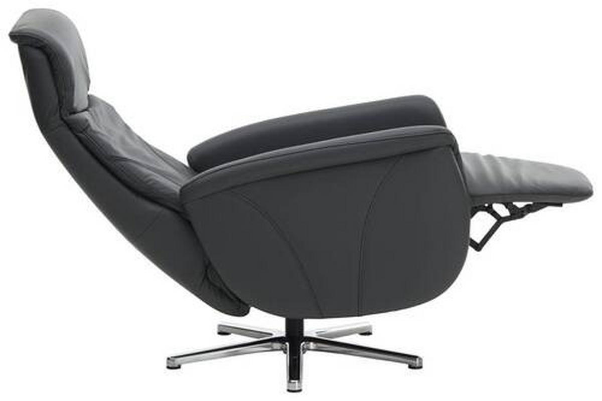 RELAXSESSEL in Leder Anthrazit  - Chromfarben/Anthrazit, Design, Leder/Metall (71/110/83cm) - Beldomo Speed
