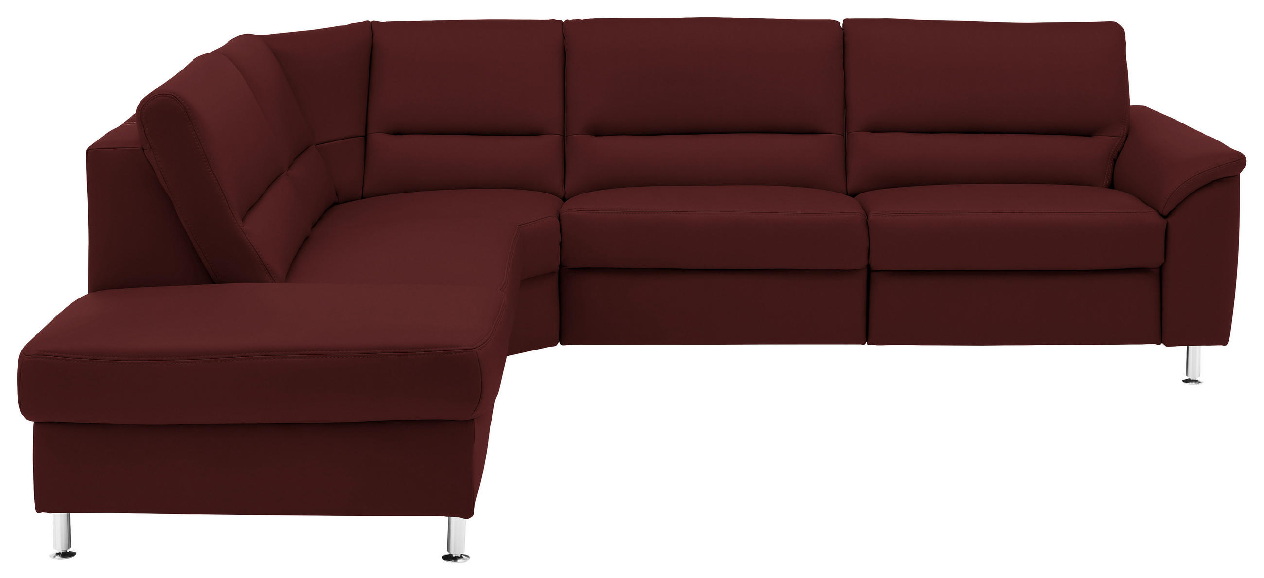 ECKSOFA in Echtleder Brombeere  - Brombeere/Alufarben, Basics, Leder/Metall (249/290cm) - Beldomo Premium