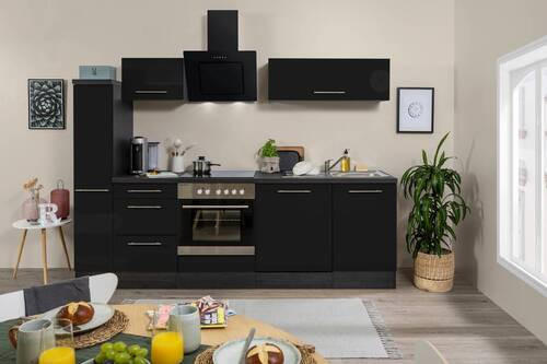 KÜCHENBLOCK 250 cm   in Grau, Schwarz  - Alufarben/Schwarz, Basics, Holzwerkstoff (250cm) - Respekta
