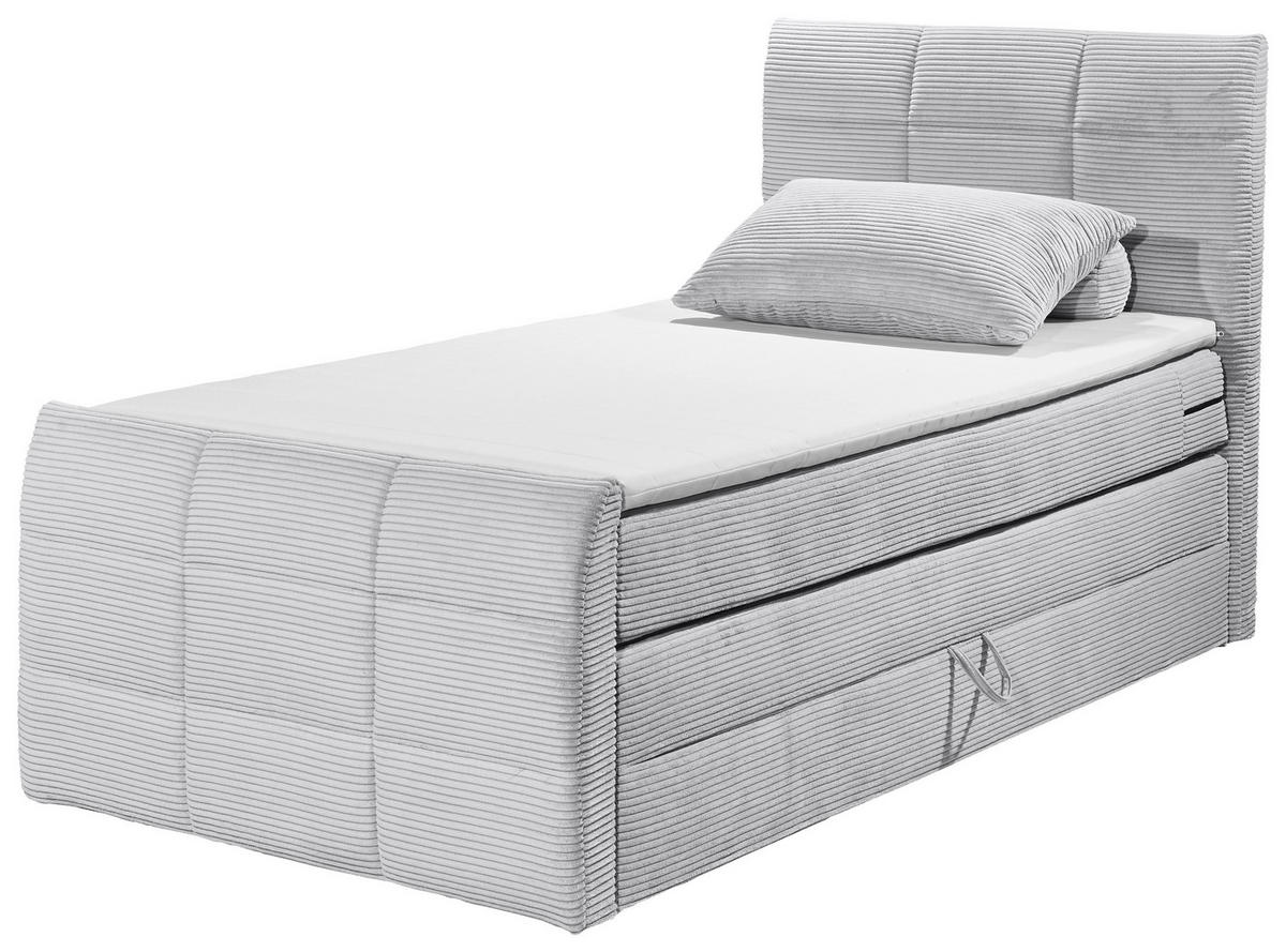 BOXSPRINGBETT 100/200 cm  in Hellgrau  - Hellgrau/Schwarz, Modern, Holzwerkstoff/Kunststoff (100/200cm) - MID.YOU