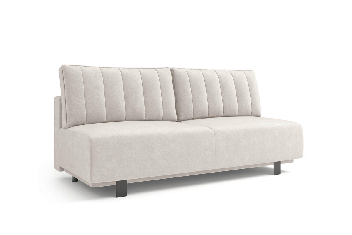 SCHLAFSOFA OLIVIO Velours Creme  inkl. Bettkasten, Schlaffunktion  - Creme/Schwarz, Basics, Holz/Textil (200/90/95cm) - Livetastic