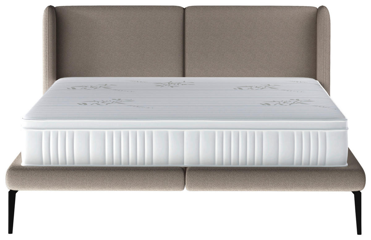 Polsterbett inkl. Matratze 180/200 cm  in Hellgrau  - Weiss/Creme, Modern, Textil/Metall (180/200cm) - Livetastic