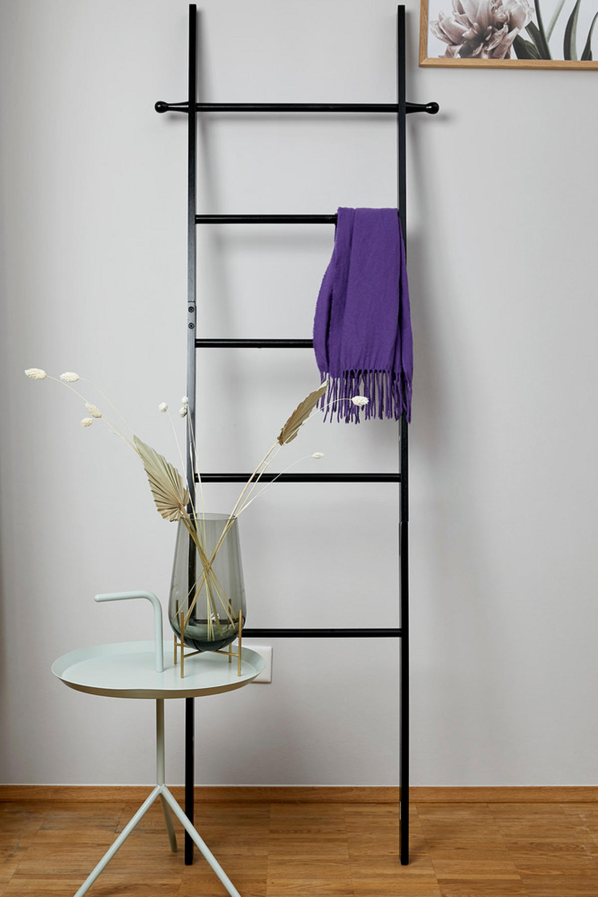 TÖRÖLKÖZŐTARTÓ LÉTRA 43/170/33 cm  - fekete, Basics, fa (43/170/33cm) - Wenko
