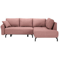 ECKSOFA in Samt Altrosa  250/191 cm  - Schwarz/Altrosa, Design, Textil/Metall (250/191cm) - Carryhome