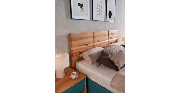 POLSTERBETT Matratze, Lattenrost, Bettkasten Buchefarben, Petrol 180/200 cm  - Buchefarben/Petrol, Design, Holz/Textil (180/200cm) - Valnatura