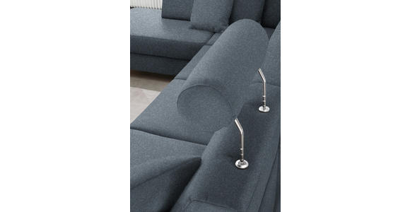 WOHNLANDSCHAFT  in Webstoff Blaugrau  - Blaugrau/Schwarz, Design, Holz/Textil (198/296/165cm) - Xora