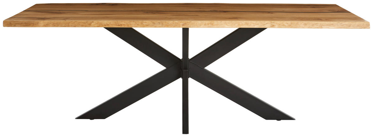 ESSTISCH in Holz 220/100/76 cm  - Eichefarben/Schwarz, Design, Holz/Metall (220/100/76cm) - Linea Natura