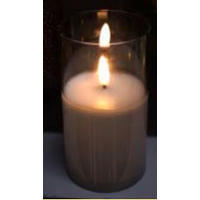 LED-KERZE  - Grau, LIFESTYLE, Glas/Naturmaterialien (7,5/15cm) - X-Mas