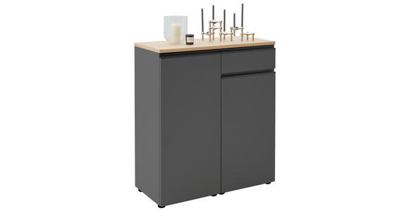 KOMMODE , 90/102/41 cm, 1 Schublade(n)  - Eichefarben/Schwarz, Design, Holz/Holzwerkstoff (90/102/41cm) - Dieter Knoll