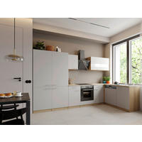 Bucătărie Pe Colț   - alb/culoare inox, Trend, metal/material pe bază de lemn (340/172cm) - Respekta