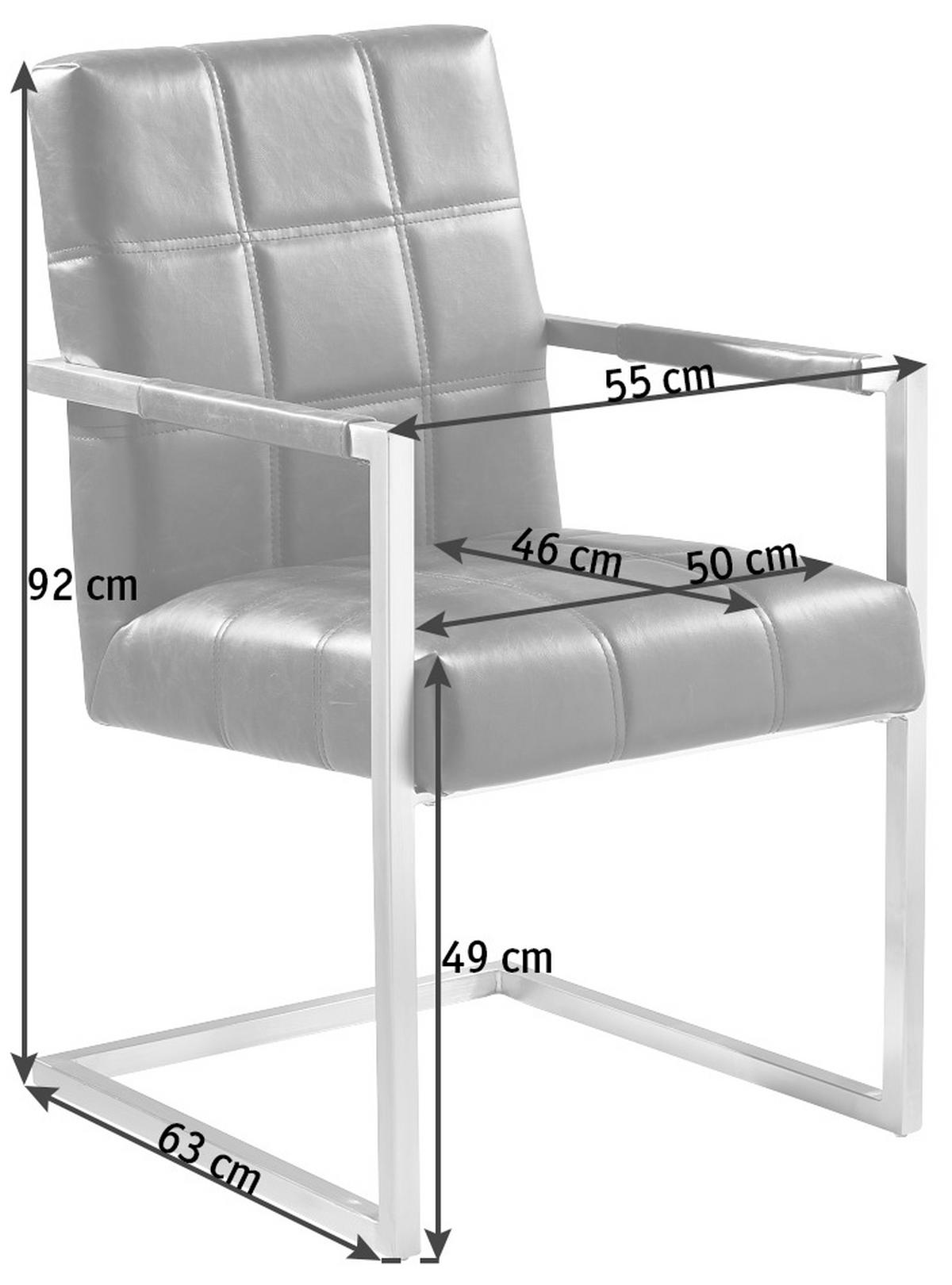 CHAISE ACCOUDOIRS  in Eisen Lederlook  - noir, Trend, métal/textile (55/92/63cm) - Ambia Home