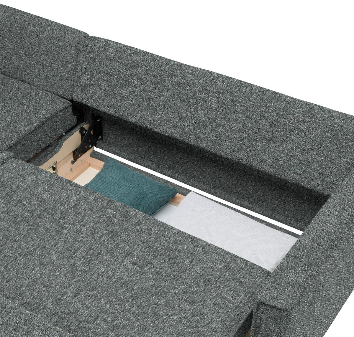 ECKSOFA  in Mikrovelours Graugrün  170/237 cm  - Eichefarben/Graugrün, KONVENTIONELL, Holz/Textil (170/237cm) - Sedda