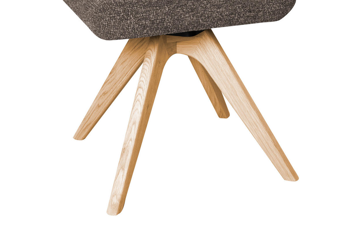 STUHL Webstoff Braun Eiche vollmassiv  - Eichefarben/Braun, KONVENTIONELL, Holz/Textil (47/89/60cm) - Linea Natura