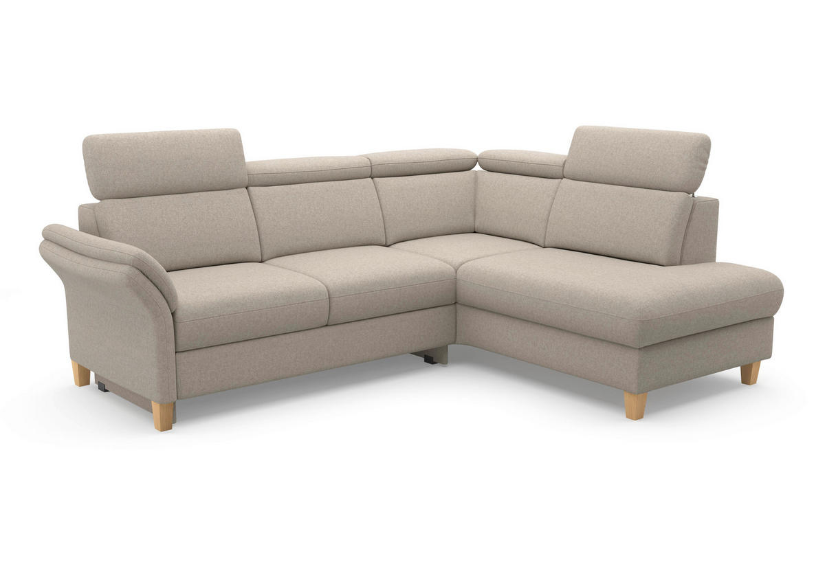 ECKSOFA Flachgewebe Taupe  - Taupe/Eichefarben, Konventionell, Holz/Textil (247/193cm) - Sit & More
