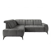 ECKSOFA in Cord Grau  - Schwarz/Grau, Modern, Textil/Metall (200/261cm) - Livetastic