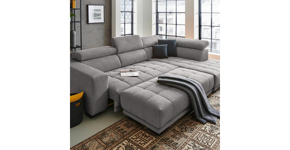 ECKSOFA  in Mikrofaser Hellgrau  301/207 cm  - Hellgrau/Schwarz, Design, Textil/Metall (301/207cm) - Xora