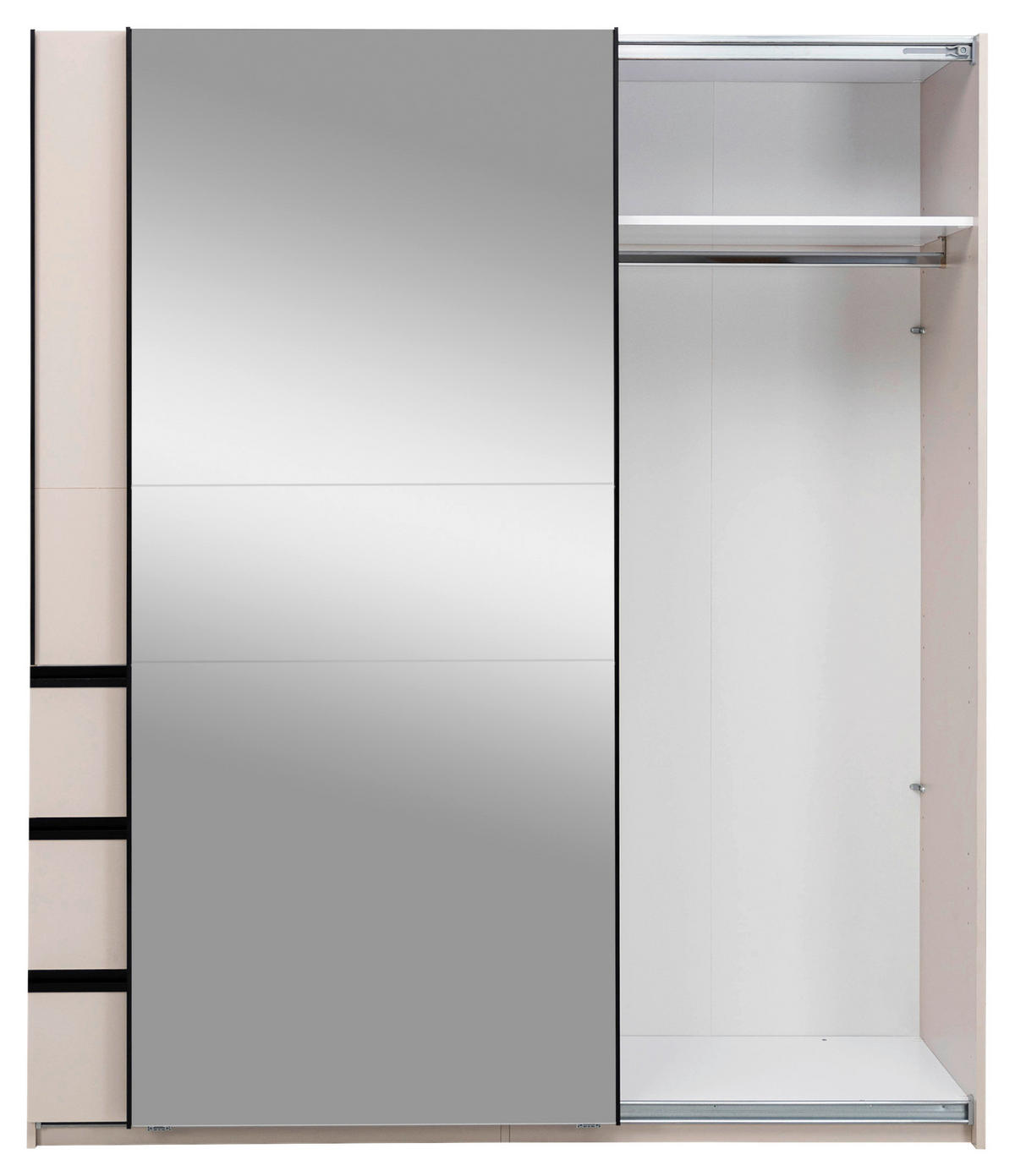 SCHIEBETÜRENSCHRANK 175/205/61,5 cm 2-türig Kaschmir  - Kaschmir/Schwarz, MODERN, Holzwerkstoff/Metall (175/205/61,5cm) - MID.YOU