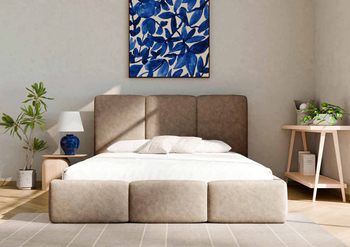 POLSTERBETT Lattenrost, Bettkasten 140/200 cm  in Schlammfarben  - Schlammfarben/Schwarz, Design, Holz/Textil (140/200cm) - Boxxx