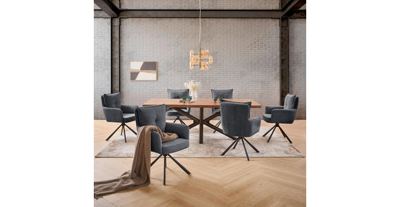 ARMLEHNSTUHL  Stoffauswahl, inklusive Armlehnen, Sitzfläche 180° drehbar Cord  - Anthrazit/Schwarz, Design, Textil/Metall (60/95/67cm) - Novel