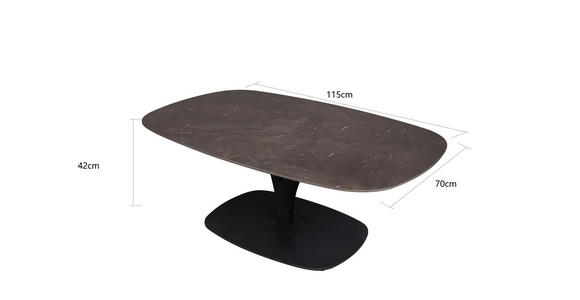 COUCHTISCH 115/70/42 cm Anthrazit, Dunkelbraun - Anthrazit/Dunkelbraun, Design, Keramik/Metall (115/70/42cm) - Dieter Knoll