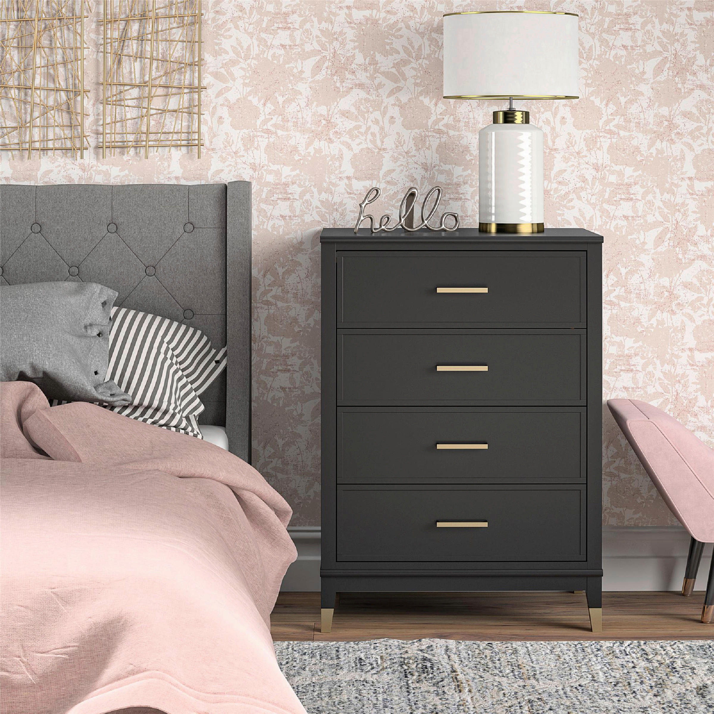 KOMMODE in 76/106/50 cm - Schwarz/Bronzefarben, Design, Holzwerkstoff/Metall (76/106/50cm) - MID.YOU