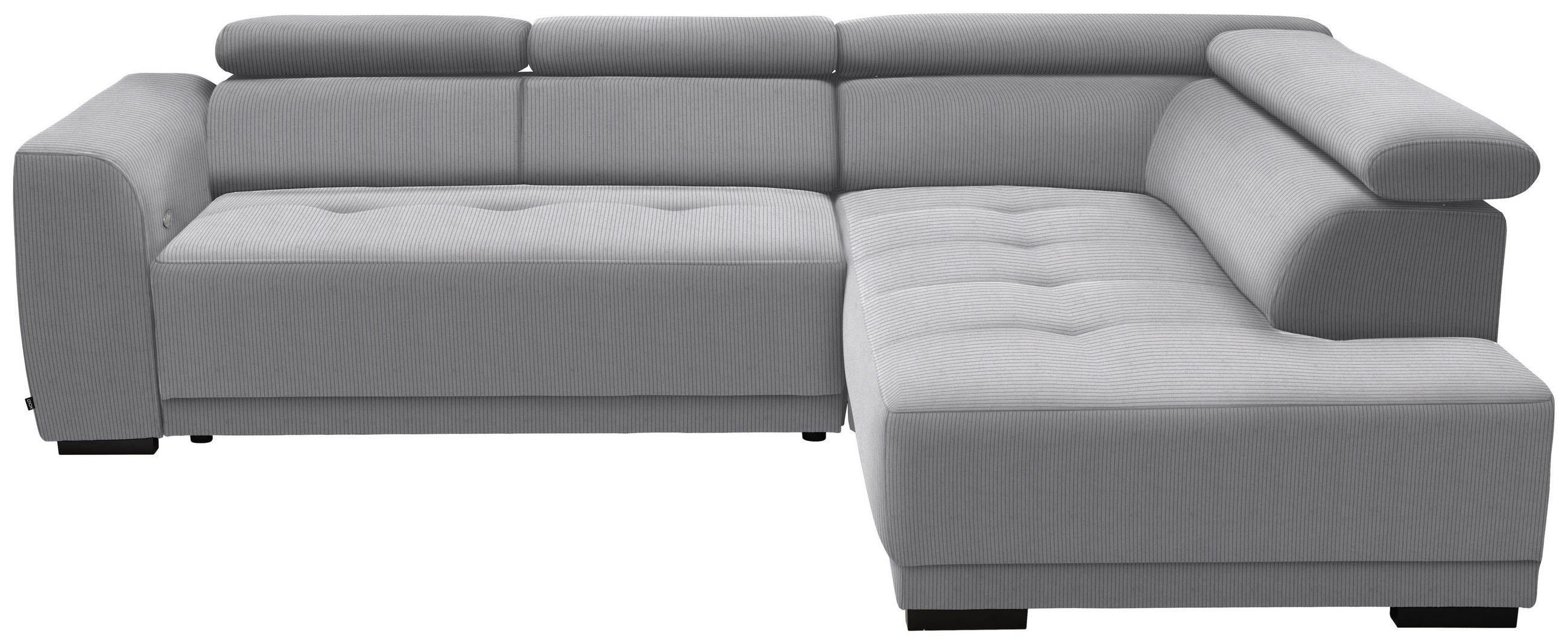 ECKSOFA in Feincord Hellgrau  284/205 cm  - Hellgrau/Schwarz, Design, Kunststoff/Textil (284/205cm) - Xora