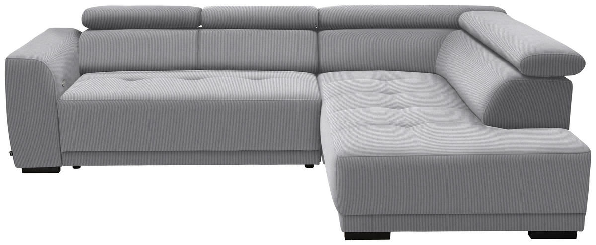 ECKSOFA  in Feincord Hellgrau  284/205 cm  - Hellgrau/Schwarz, Design, Kunststoff/Textil (284/205cm) - Xora