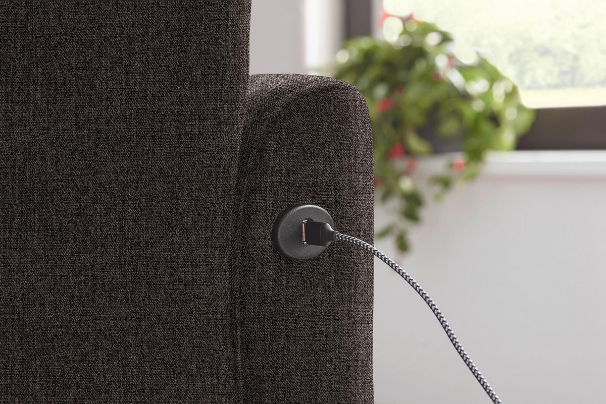 ECKSOFA in Flachgewebe Graubraun  - Graubraun/Schwarz, Design, Textil/Metall (191/252cm) - Dieter Knoll