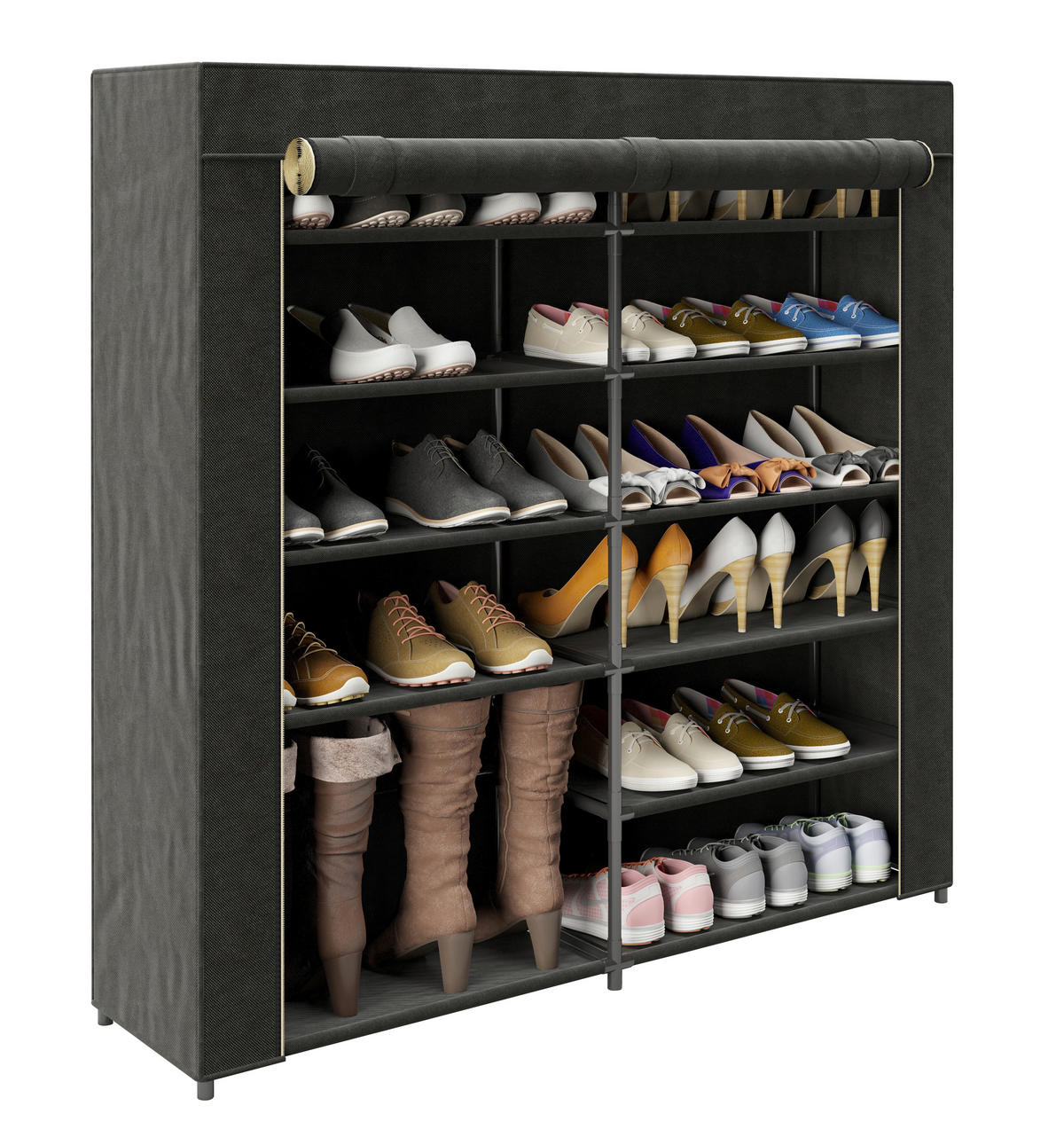 SCHUHSCHRANK Schwarz  - Schwarz, Basics, Textil/Metall (113/108/28cm) - Playboy