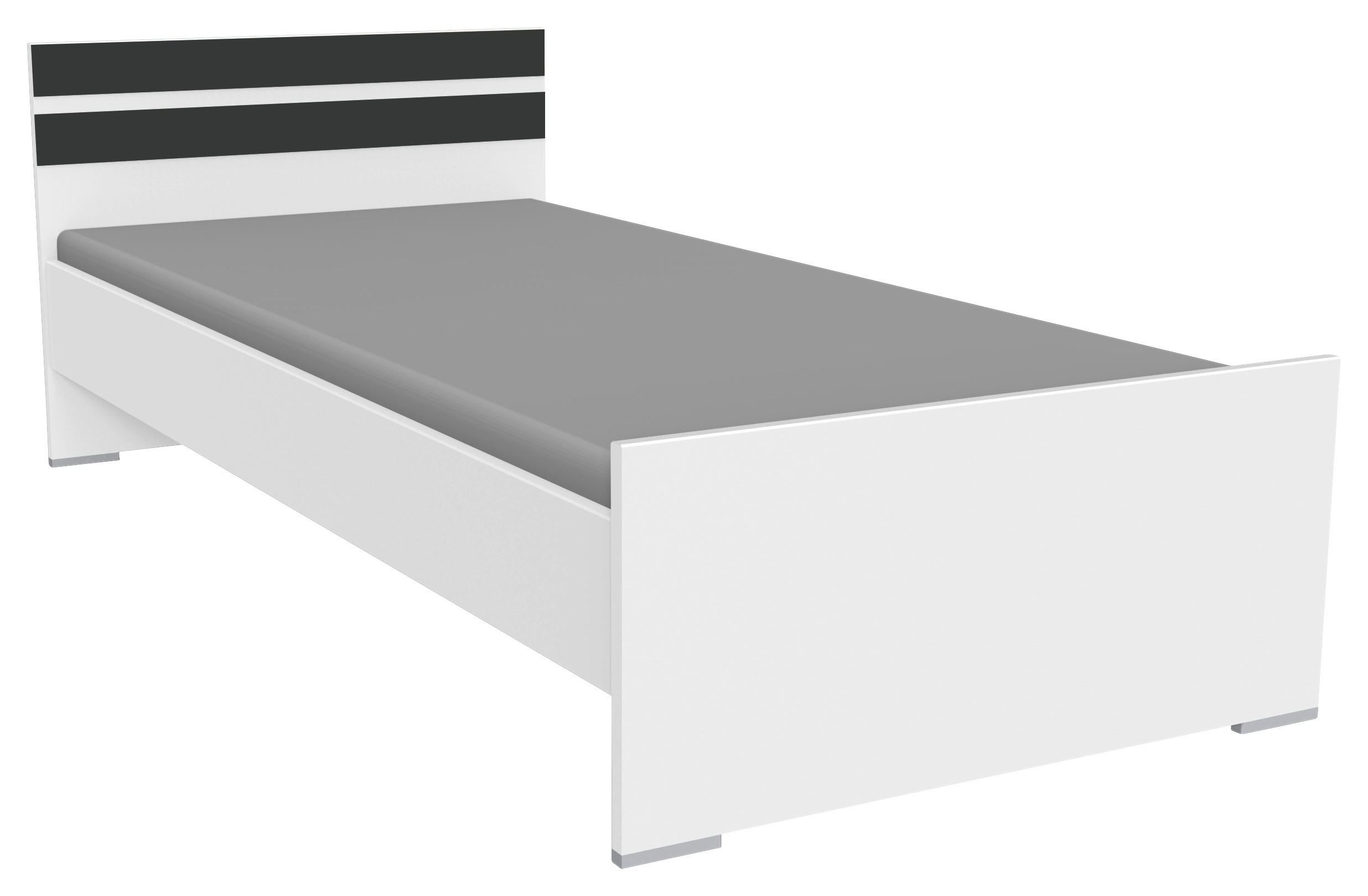 BETT 90/200 cm,  in Graphitfarben, Weiß,  - Alufarben/Graphitfarben, KONVENTIONELL (90/200cm) - Boxxx