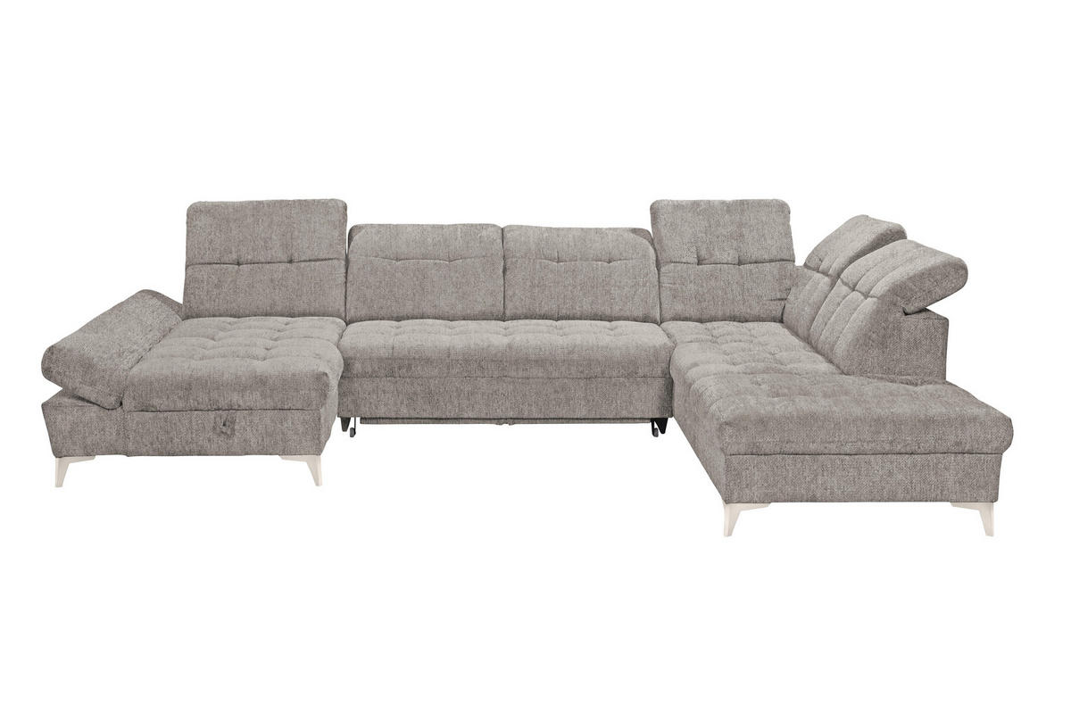 WOHNLANDSCHAFT MERCY Taupe Mikrovelours  - Taupe/Kaschmir, MODERN, Kunststoff/Textil (169/348/245cm) - MID.YOU