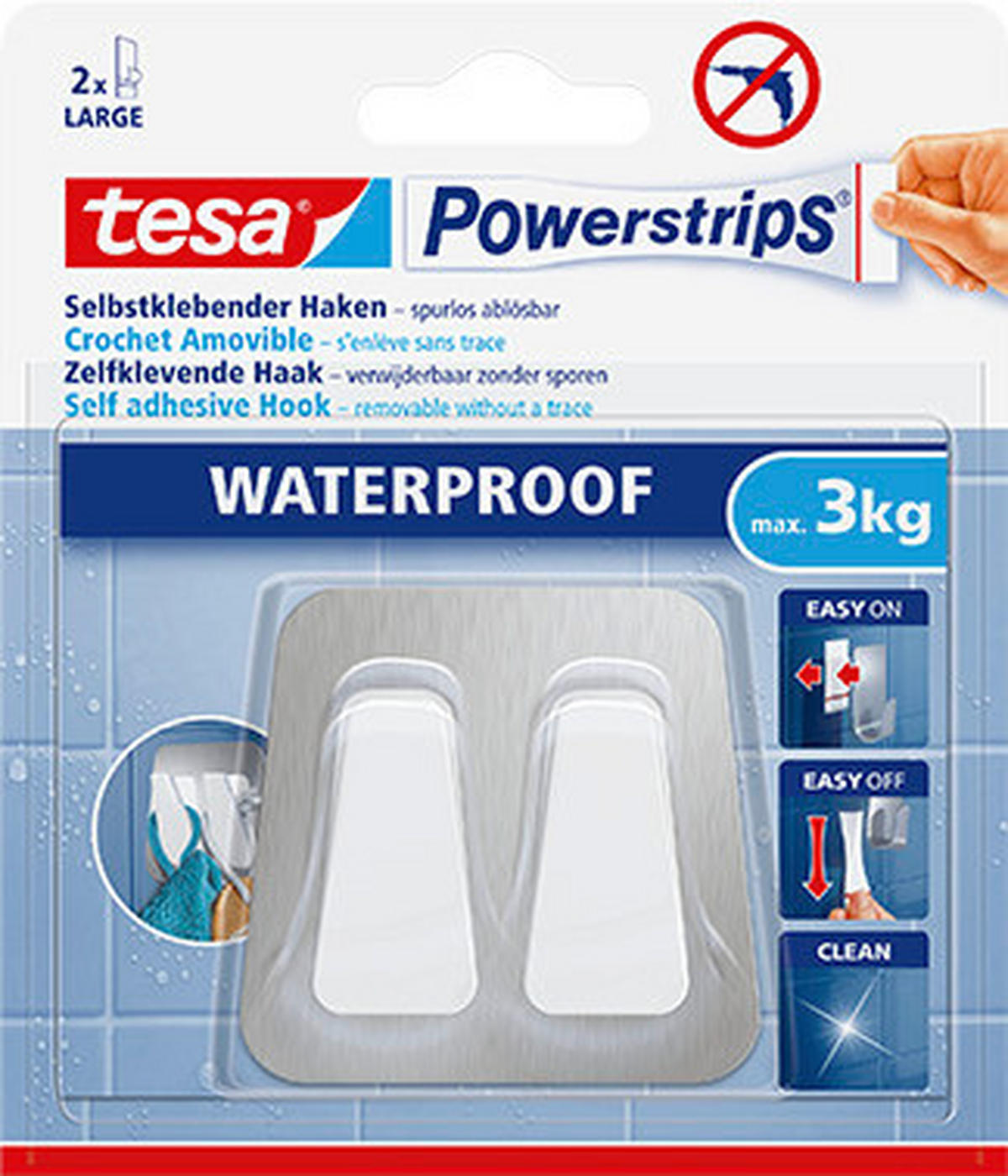 KLEBEHAKEN  in Weiß, Edelstahlfarben  - Edelstahlfarben/Weiß, Basics, Kunststoff/Metall (6,2/5,9/2,3cm) - Tesa