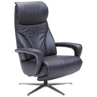 RELAXSESSEL in Leder Schwarz  - Edelstahlfarben/Schwarz, Design, Leder/Metall (75/112/88cm) - Dieter Knoll