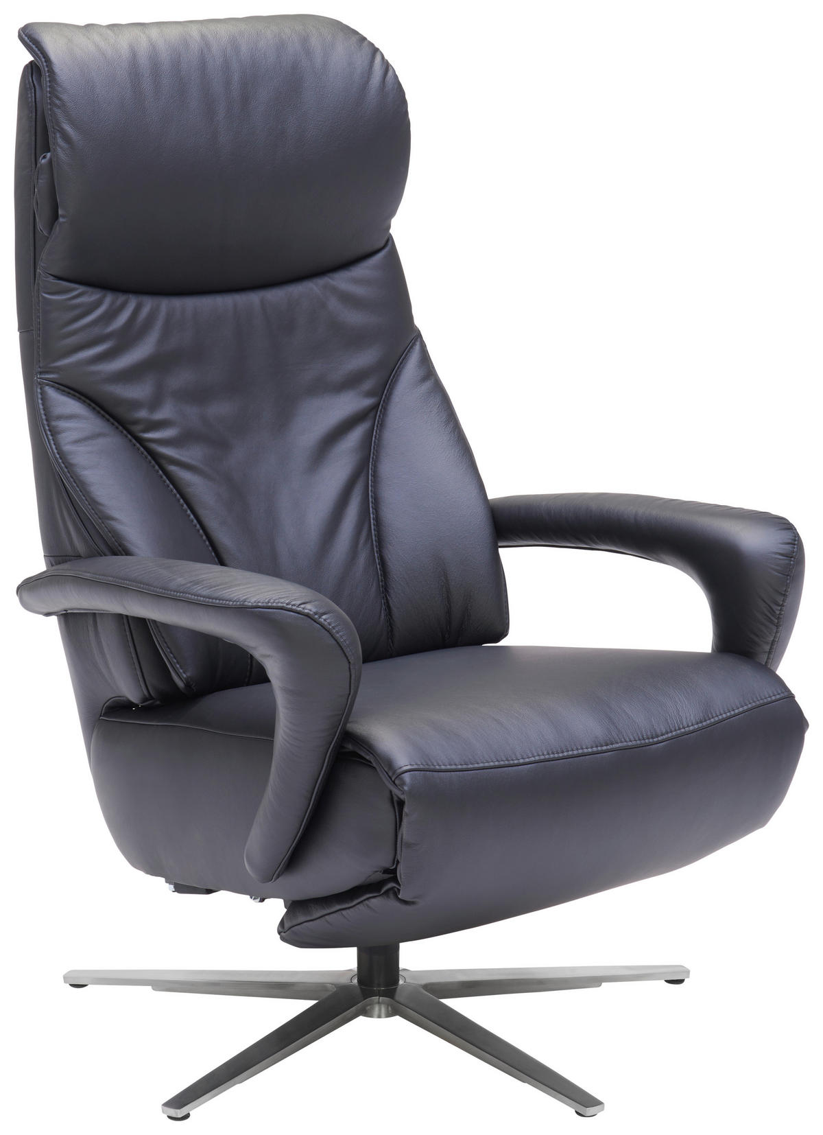 RELAXSESSEL in Leder Schwarz  - Edelstahlfarben/Schwarz, Design, Leder/Metall (75/112/88cm) - Dieter Knoll