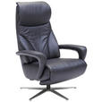 RELAXSESSEL in Leder Schwarz  - Edelstahlfarben/Schwarz, Design, Leder/Metall (75/112/88cm) - Dieter Knoll