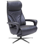 RELAXSESSEL in Leder Schwarz  - Edelstahlfarben/Schwarz, Design, Leder/Metall (75/112/88cm) - Dieter Knoll