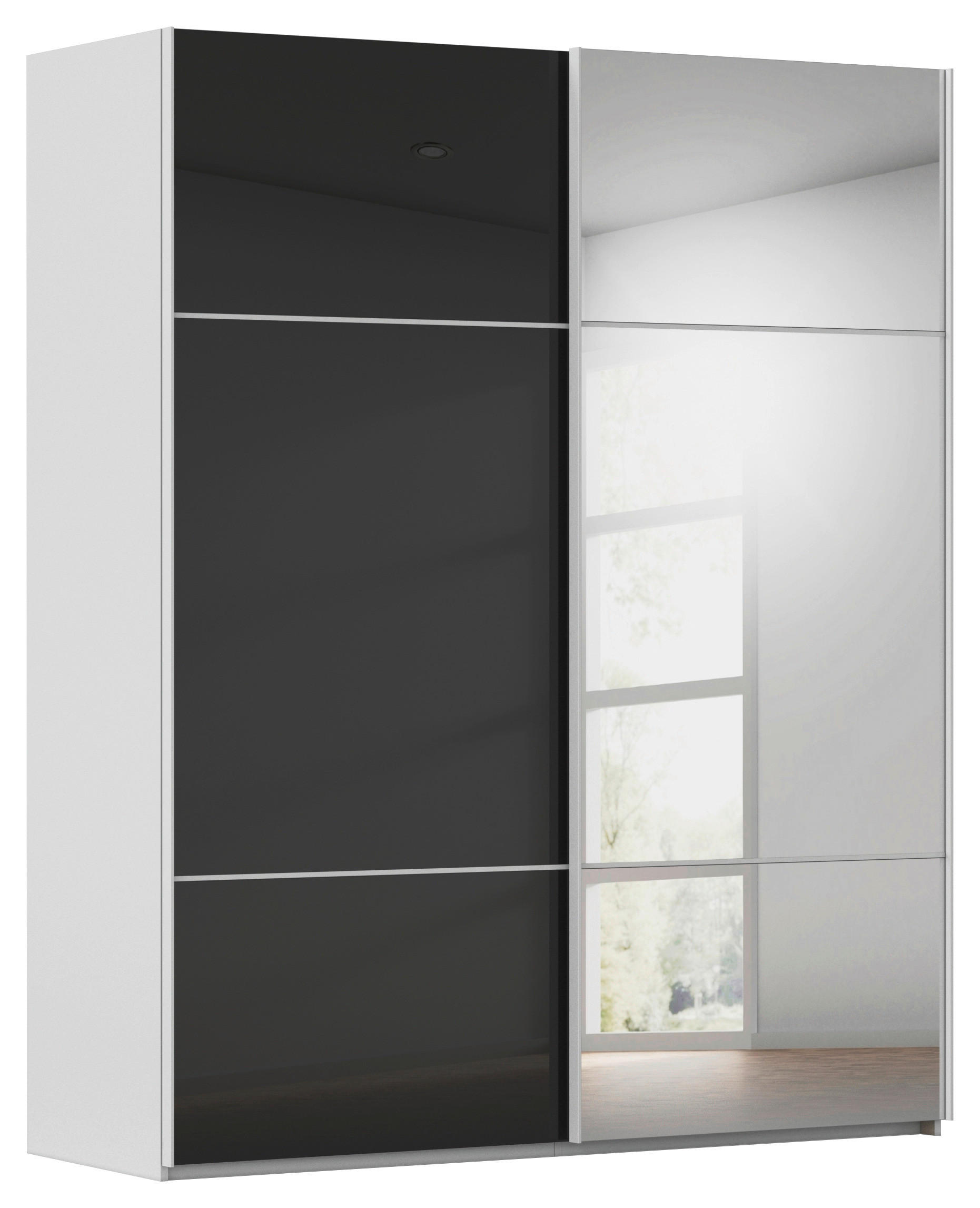 SCHWEBETÜRENSCHRANK 181/223/68 cm 2-türig Grau, Schwarz  - Schwarz/Grau, KONVENTIONELL, Glas/Holzwerkstoff (181/223/68cm) - Novel