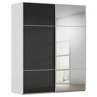 SCHWEBETÜRENSCHRANK 181/223/68 cm 2-türig Schwarz, Grau  - Schwarz/Grau, KONVENTIONELL, Glas/Holzwerkstoff (181/223/68cm) - Novel