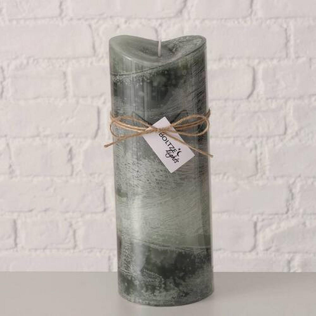 BLOCKLJUS 10/25 cm  - beige/mörkgrön, Basics, paraffin/naturmaterial (10/25cm)