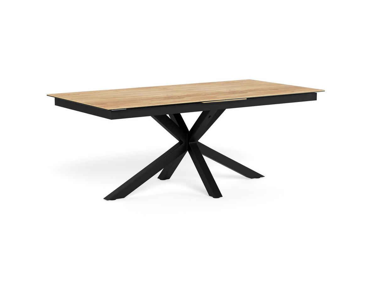 MATBORD svart, ekfärgad rektangulär  utdragbar  - svart/ekfärgad, Modern, metall/glas (240/100/76cm) - MID.YOU