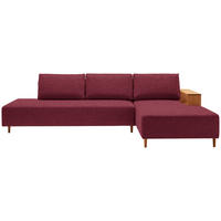 ECKSOFA in Flachgewebe Rot  - Eichefarben/Rot, Design, Holz/Textil (307/190cm) - Joka