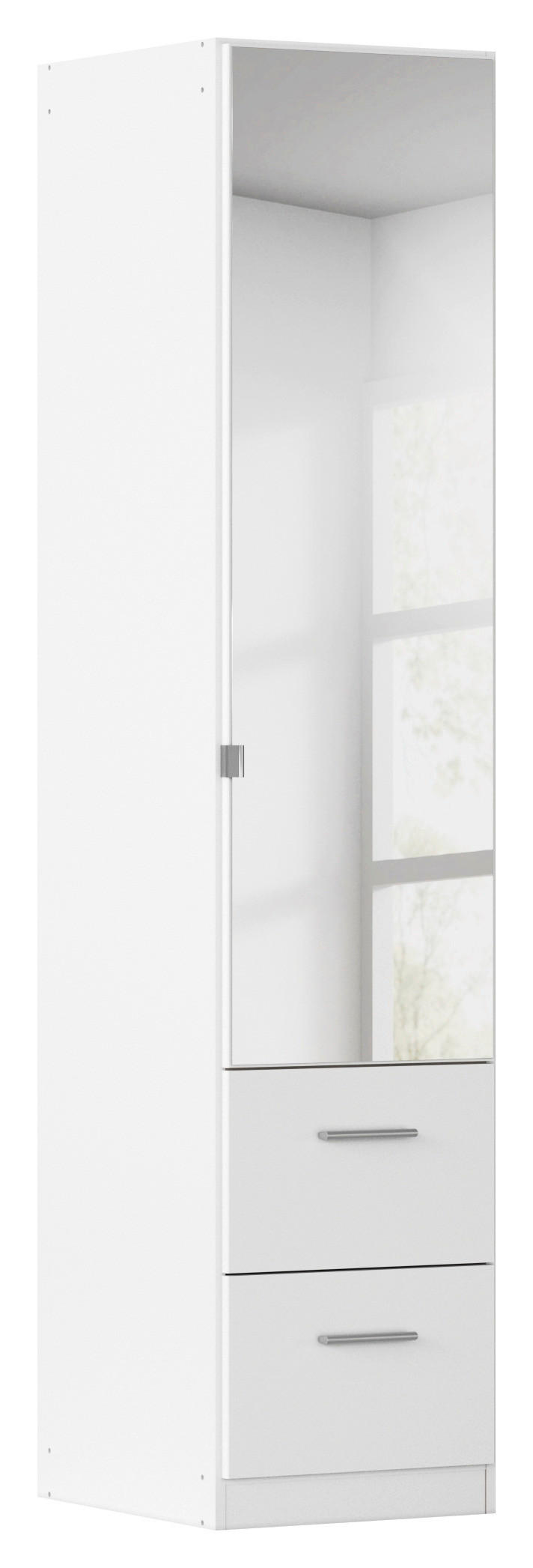 DREHTÜRENSCHRANK Weiss  - Weiss/Alufarben, Konventionell, Glas/Holzwerkstoff (47/210/54cm) - home24