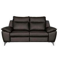 2-SITZER-SOFA 178/95/96 cm PERLE in Echtleder Dunkelbraun   - Chromfarben/Dunkelbraun, Design, Leder/Metall (178/95/96cm) - Livetastic