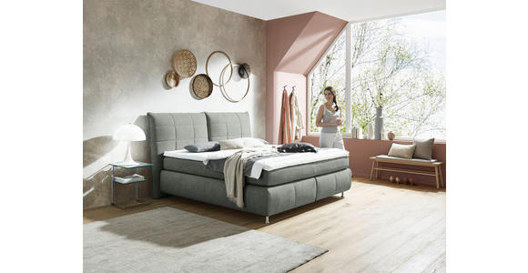 BOXSPRINGBETT 180/200 cm  in Grau  - Edelstahlfarben/Grau, KONVENTIONELL, Textil (180/200cm) - Dieter Knoll