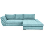 ECKSOFA in Flachgewebe Türkis  306/174 cm  - Türkis/Silberfarben, Design, Textil/Metall (306/174cm) - Carryhome